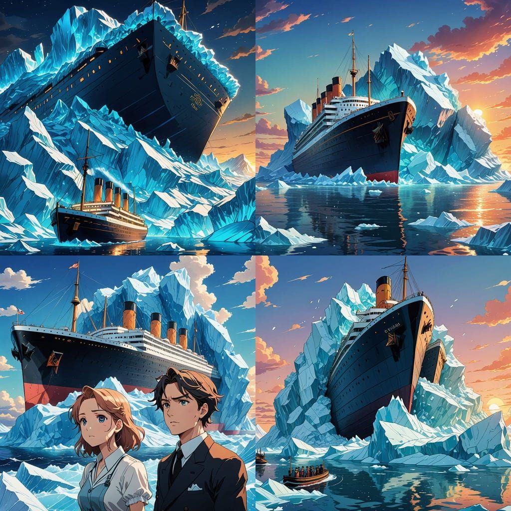 Cartoon Titanic Saying Bruh to Iceberg