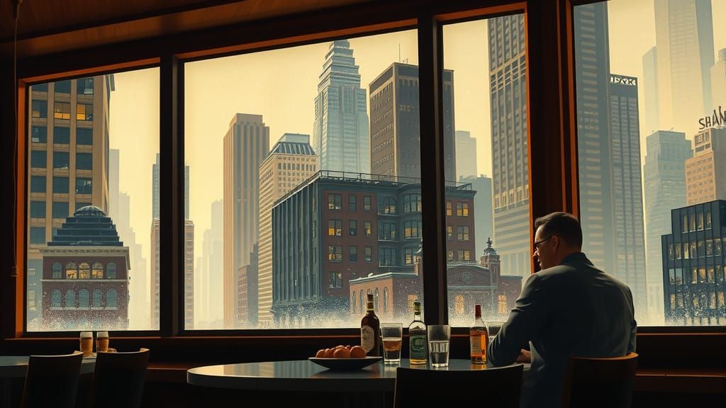 A Warm Refuge in Midwinter New York, in the Style of Edward...