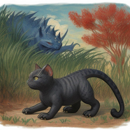 Digital Art of Dinocat in Impressionist Style