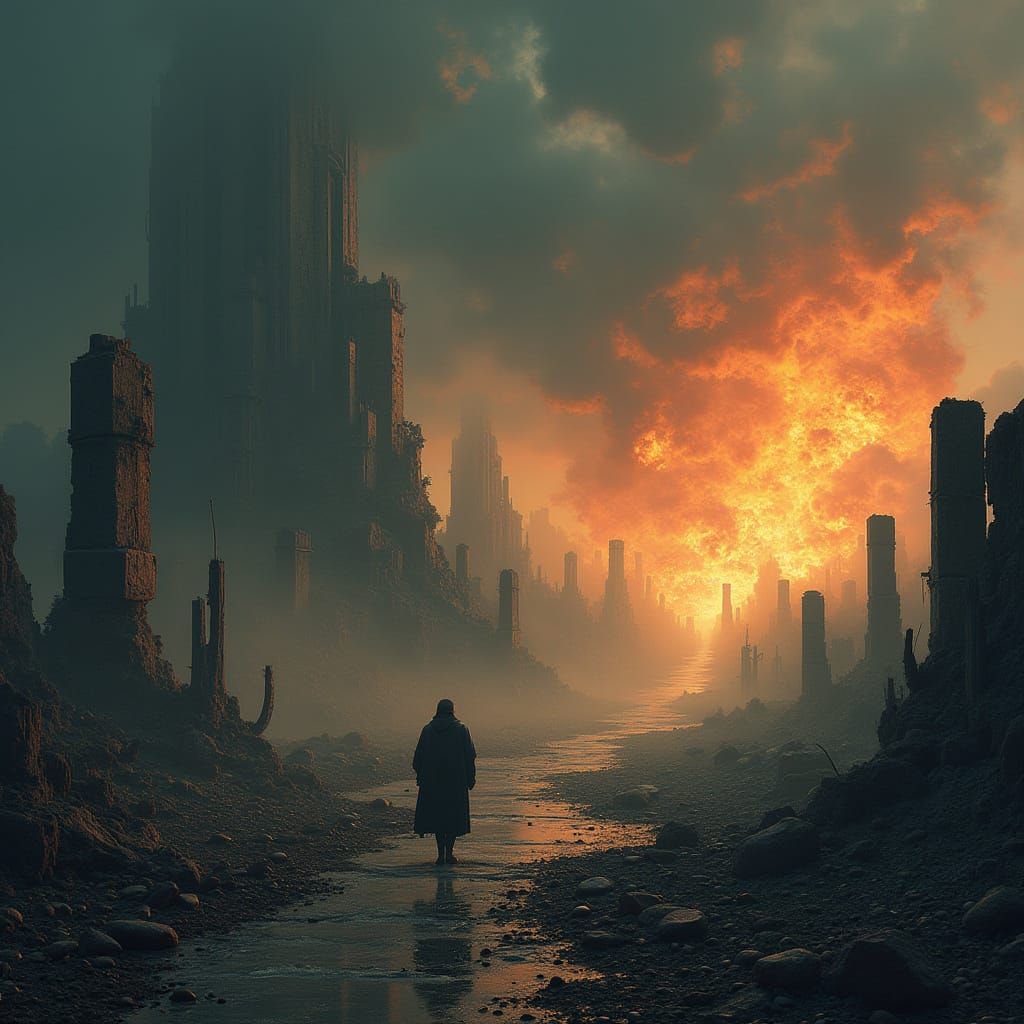 Apocalyptic Wasteland in a Dystopian Future