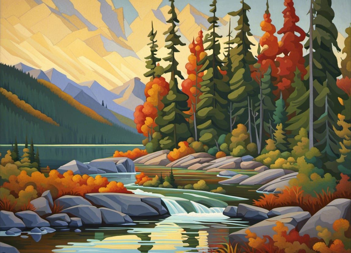 Epic Glowing Landscape in Impressionist Style