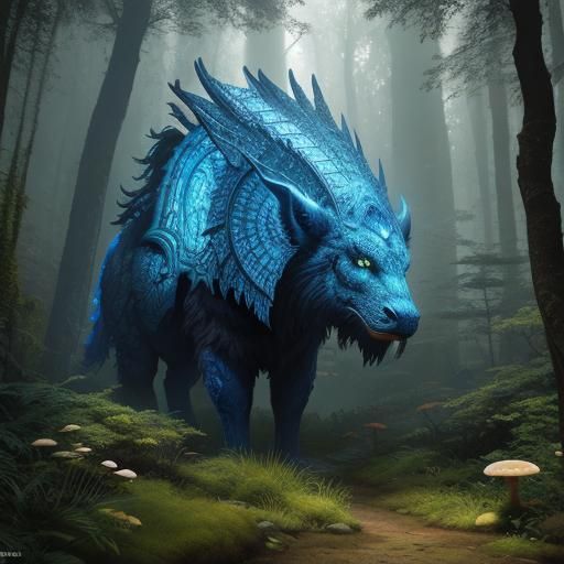 Regal Forest Creature in a Detailed Matte Painting