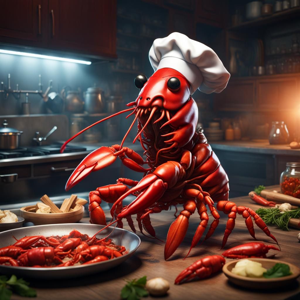 Singing Chef Crawfish in Detailed Matte Painting