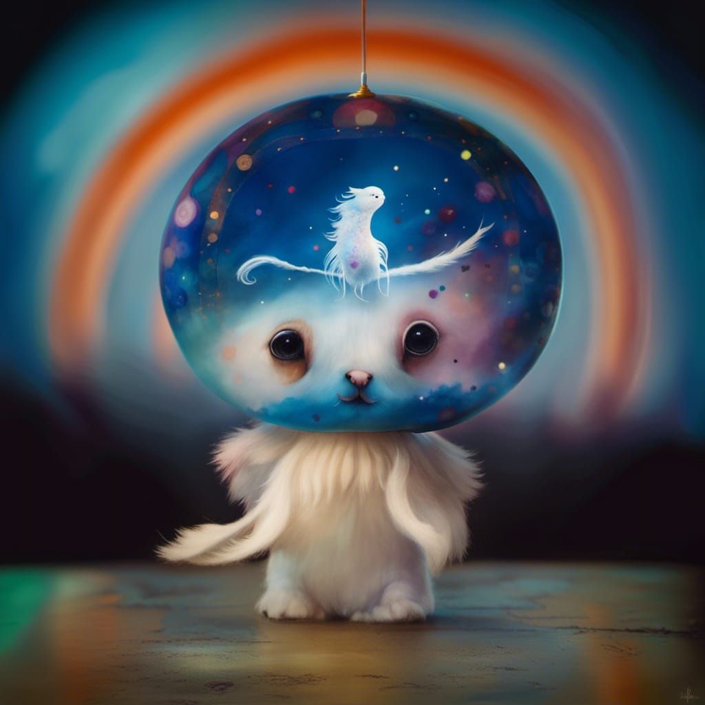 Chibified Ghost in a Vintage Circus: Mixed-Media Art