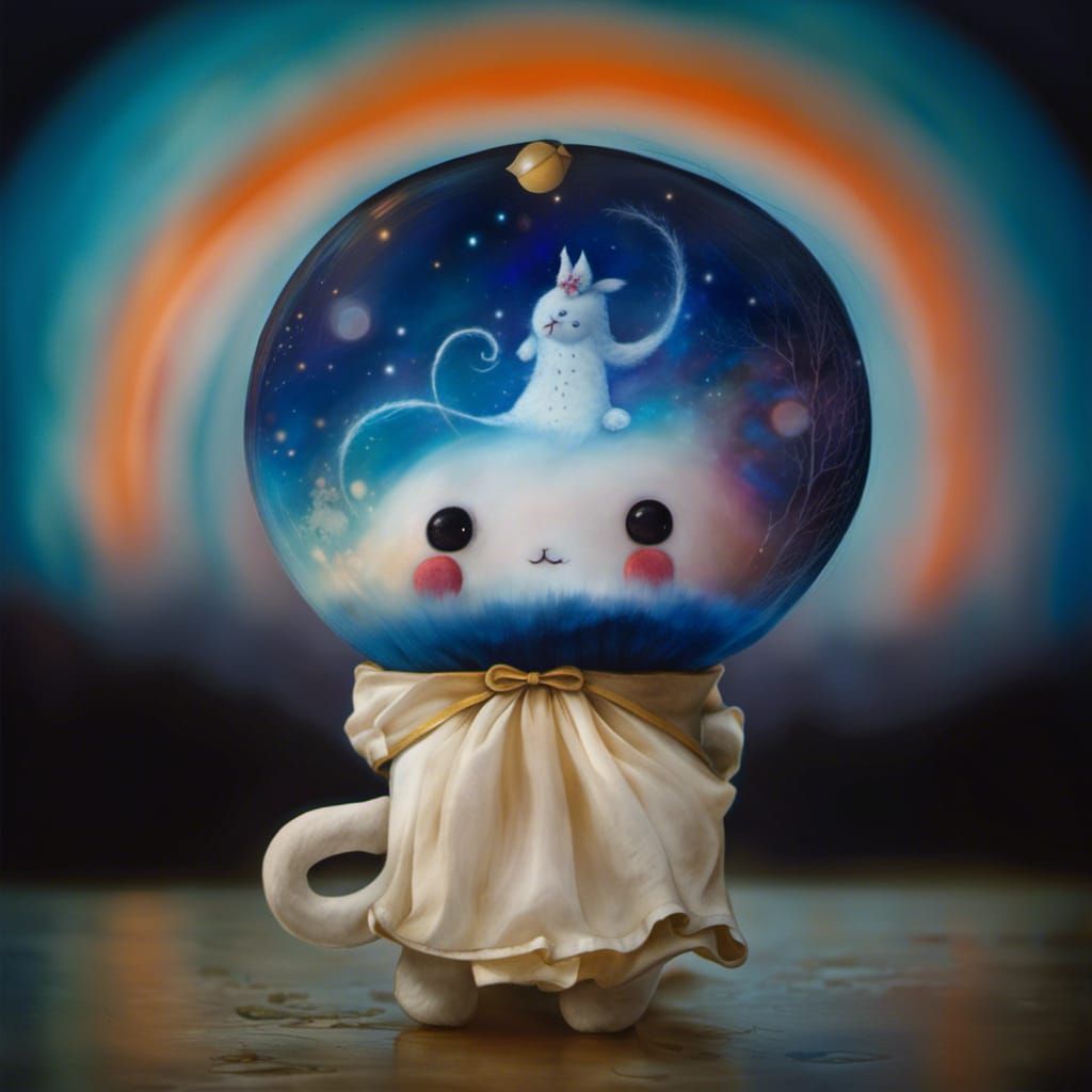 Chibified Ghost in a Hyperdetailed Vintage Circus