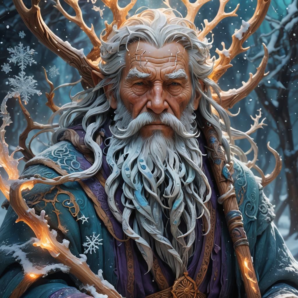 Winter Spirit in Golden Light, Digital Concept Art