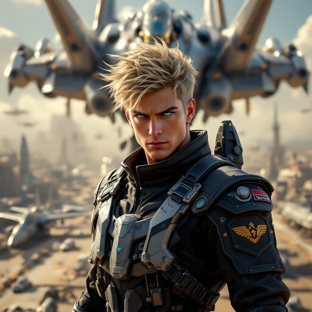 Fearless Valkyrie Pilot in Metallic Battle-Mech