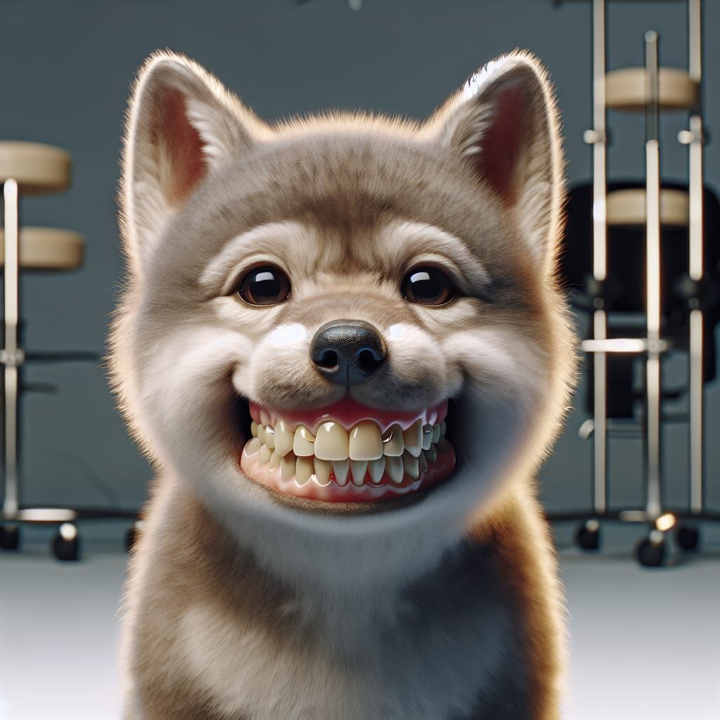 Adorable Baby Wolf Smiles Showing Dentures