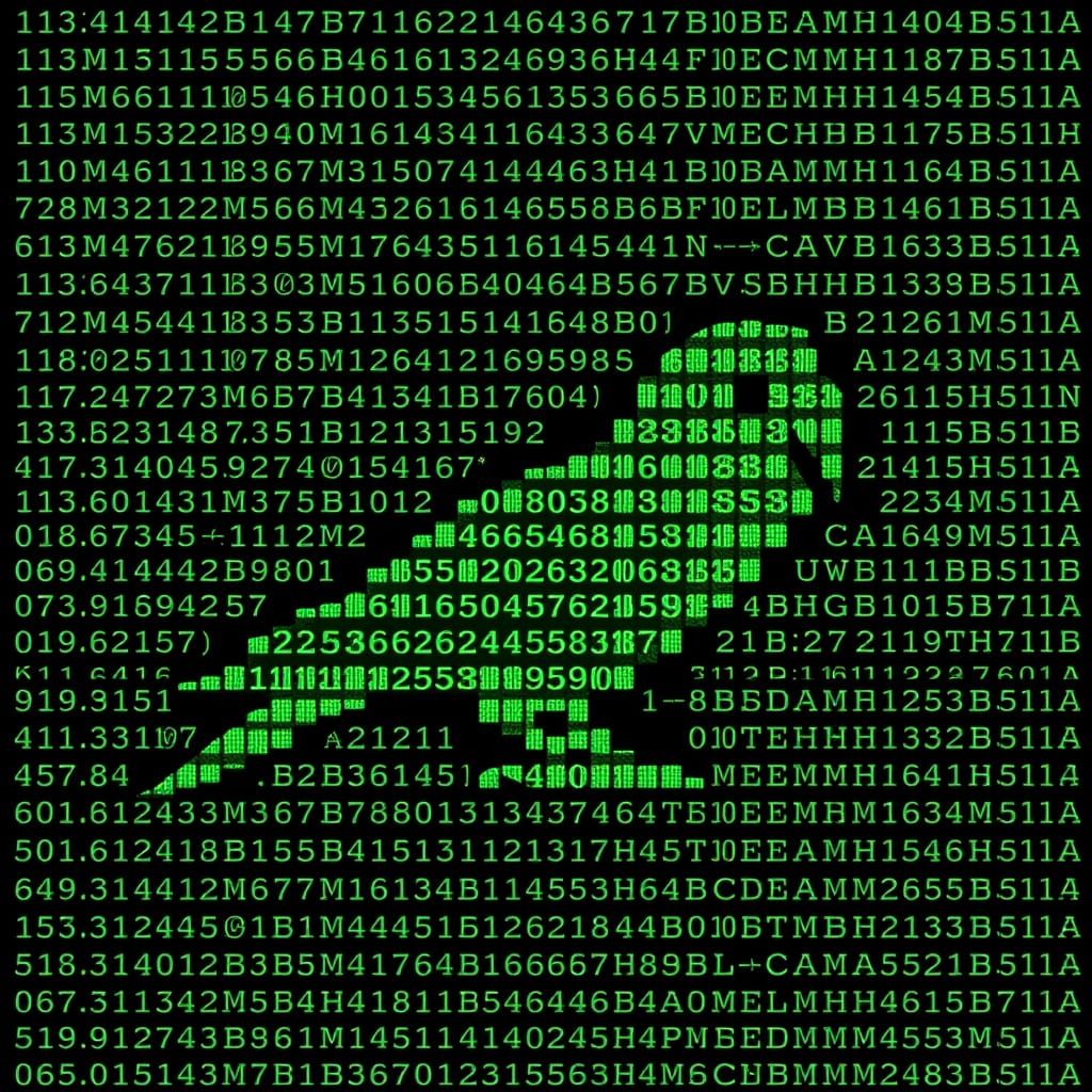 Green ASCII Budgie in Retro Computer Art Style - AI Art