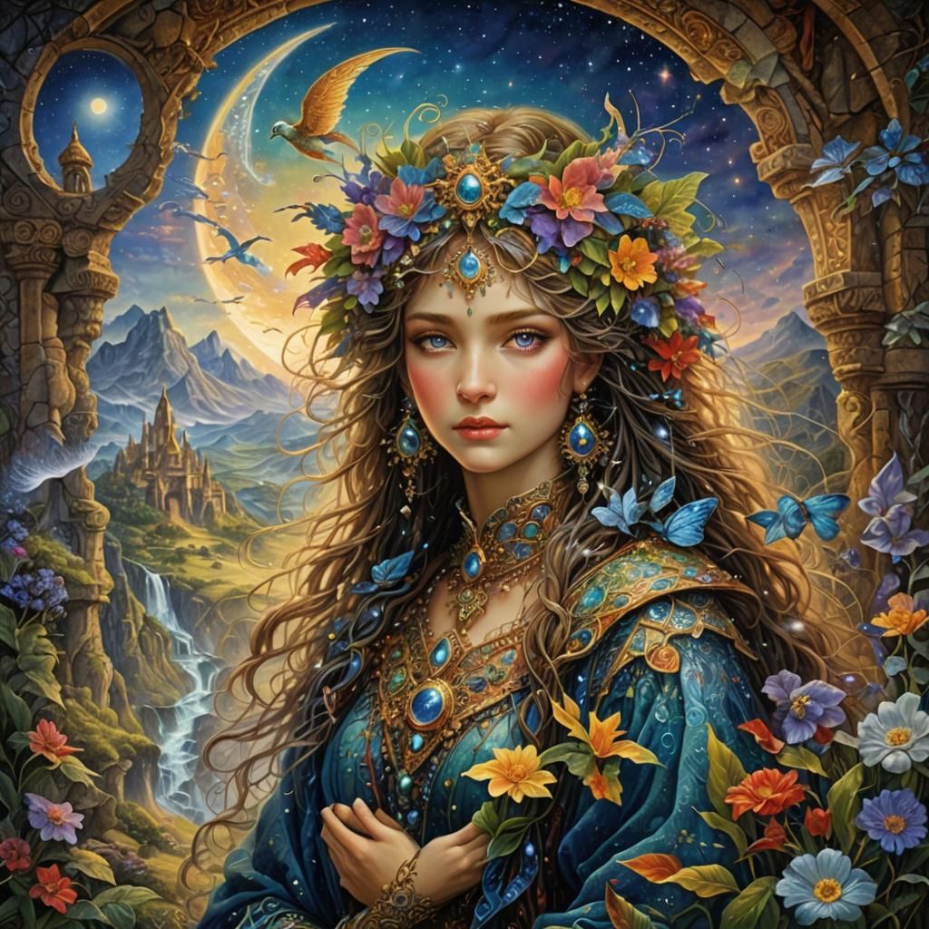 Epic Maximalist Digital Painting in Art Nouveau Style