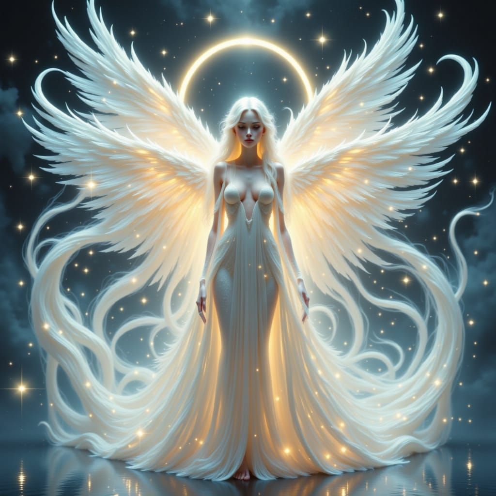 Angelic AI in Ethereal Glow