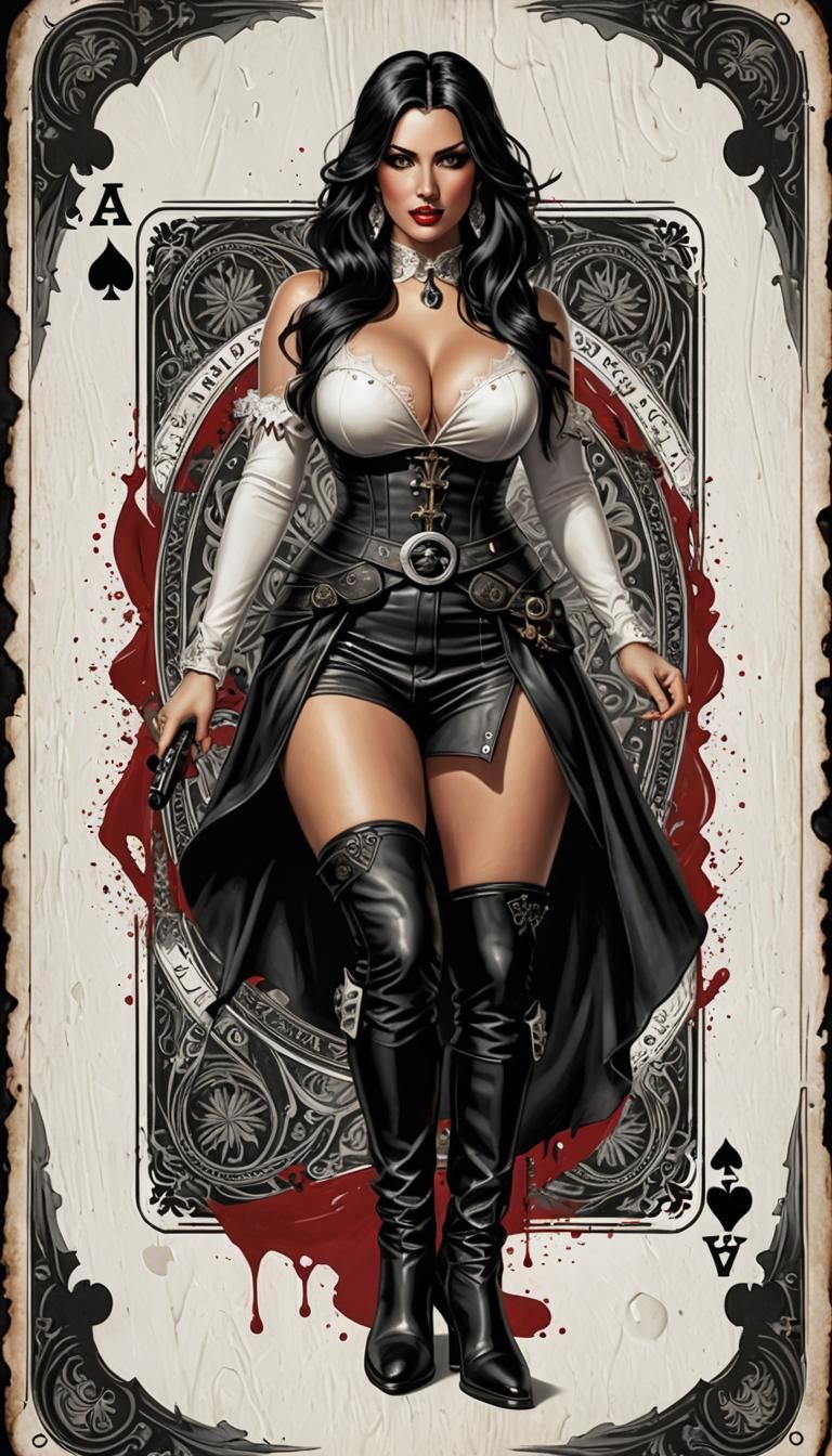 Ace of Spades Pinup Girl in Hyperrealistic Style
