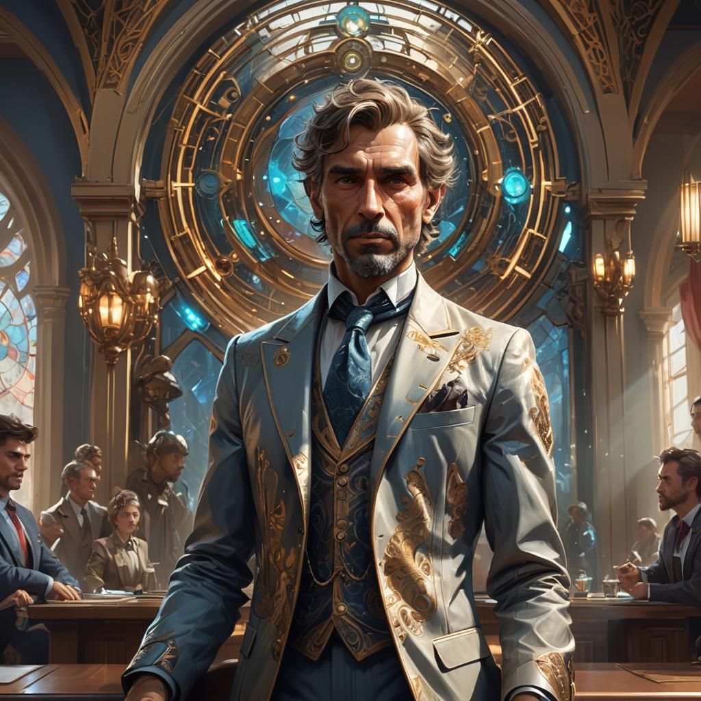 Humanoid AI Greets Conference Guests: Hyperdetailed Portrait