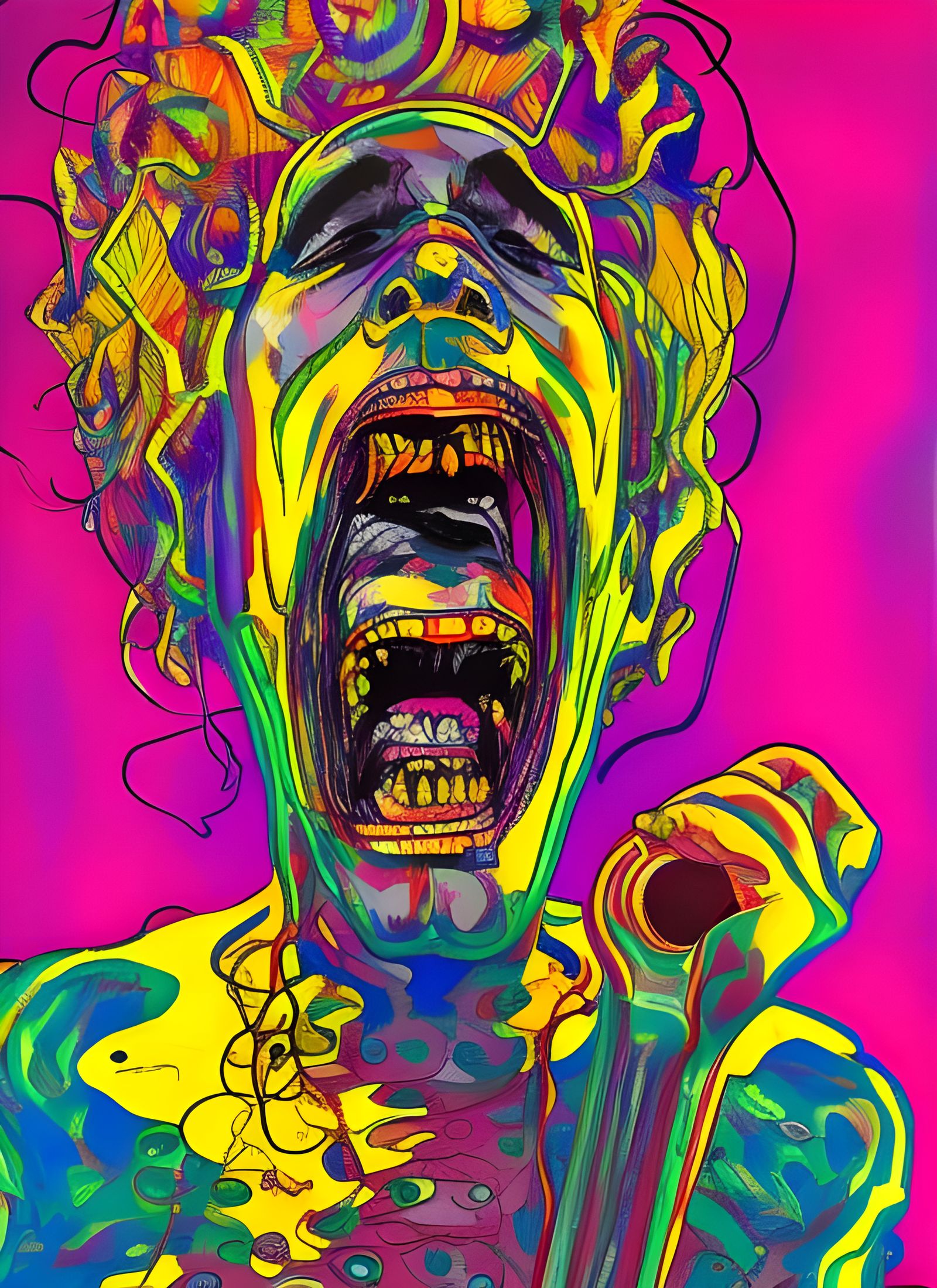 King Buzzo Singing: Expressionistic Modern Art