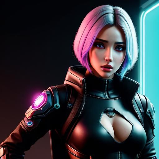 High-Tech Female Robot in Cyberpunk 2099 Style