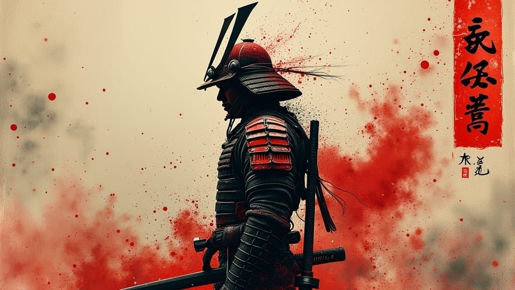 Cyberpunk Samurai Masterpiece in Double Exposure
