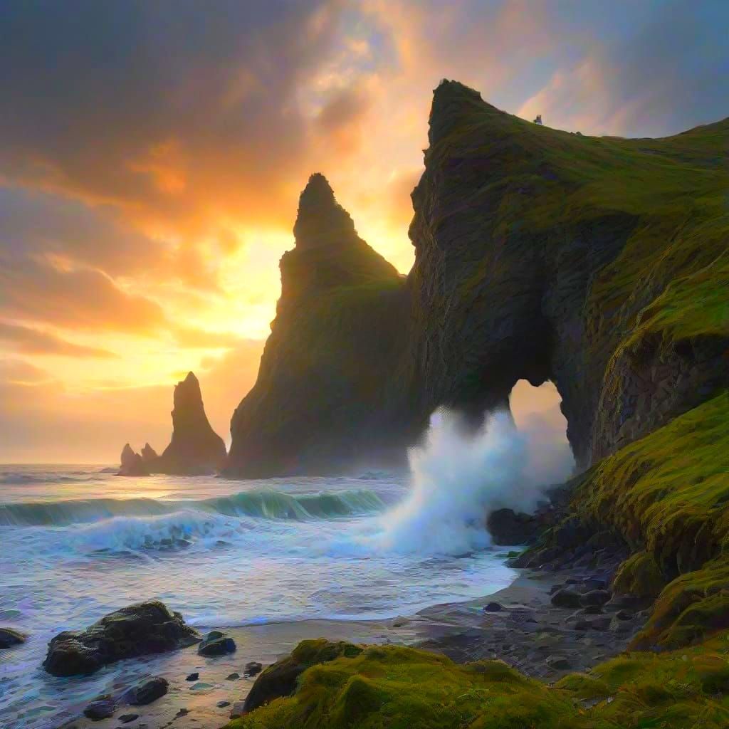 Spectacular Stormy Coast Scene in Natural Arc Style