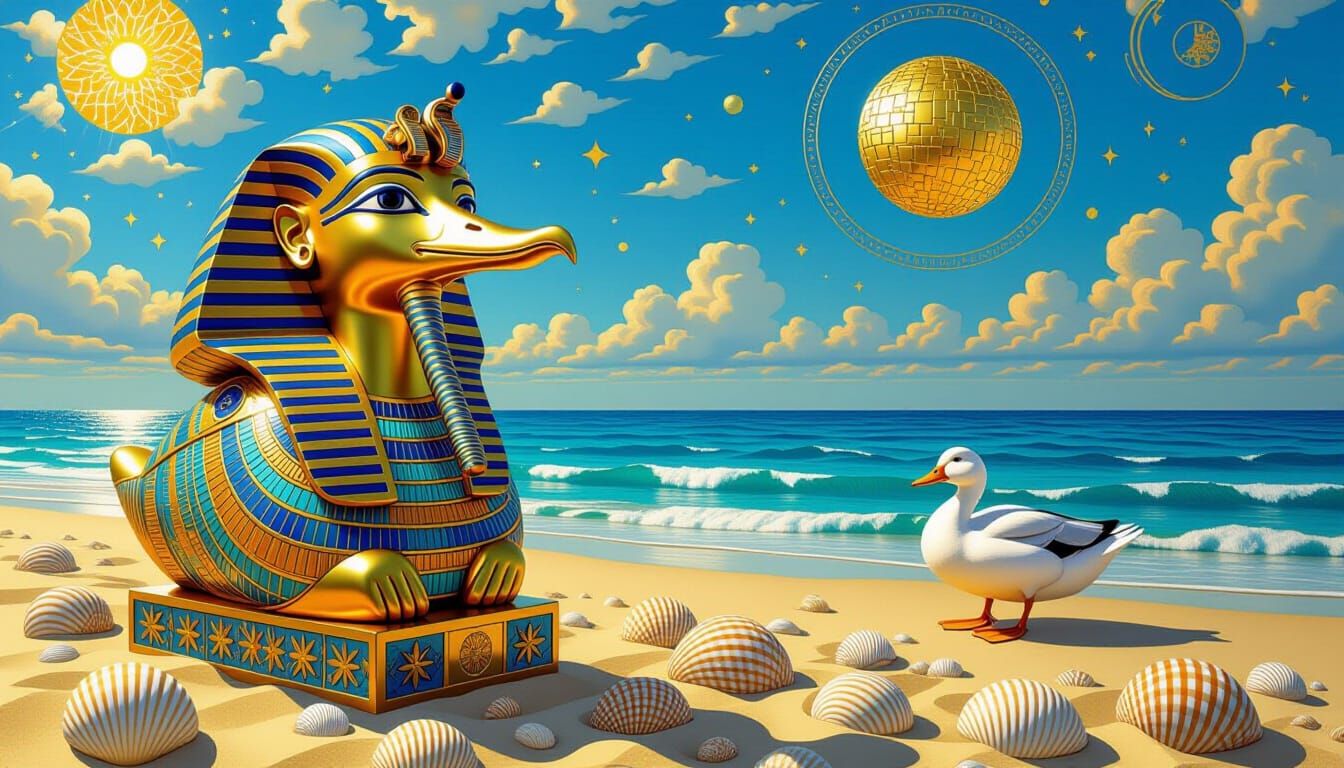 Egyptian Scarab Beach Holiday in Art Nouveau Style