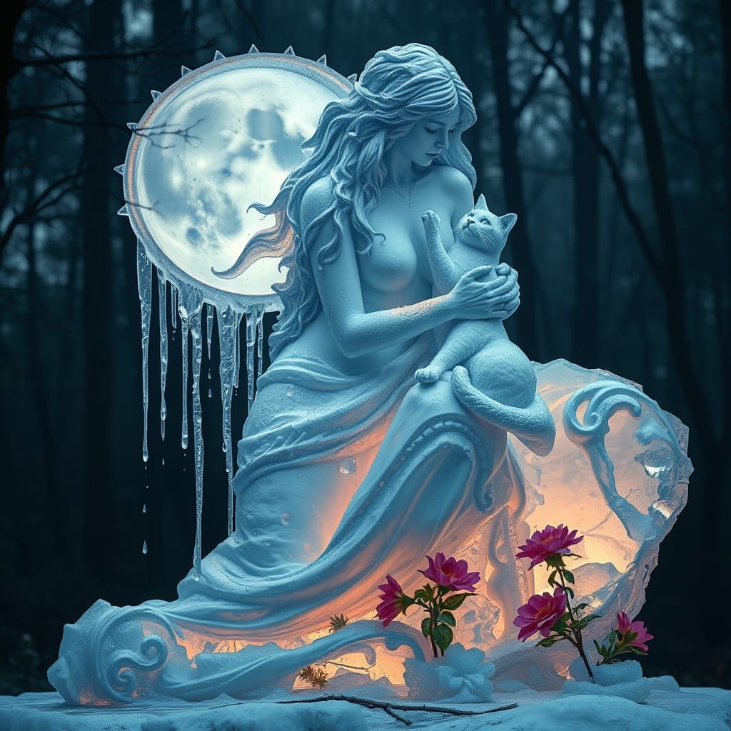 Melting Ice Sculpture in Dreamlike Surrealism