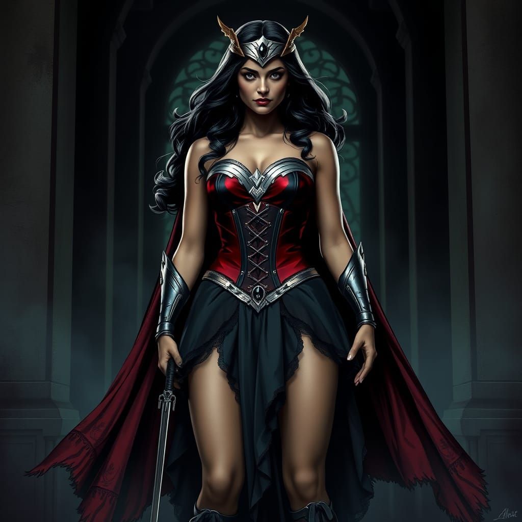 Victorian Gothic Wonder Woman in Dark Gotham