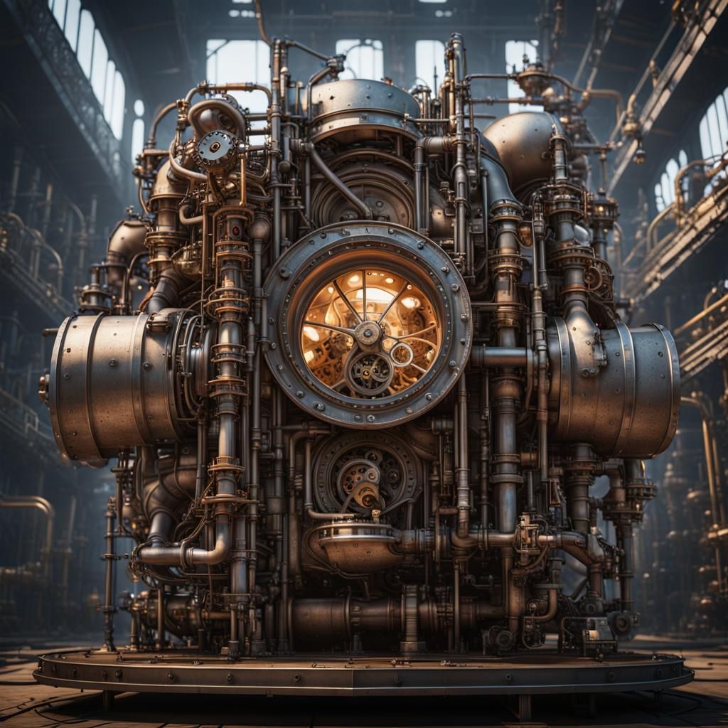 Elaborate Steampunk Hourglass Inside Metal Computer