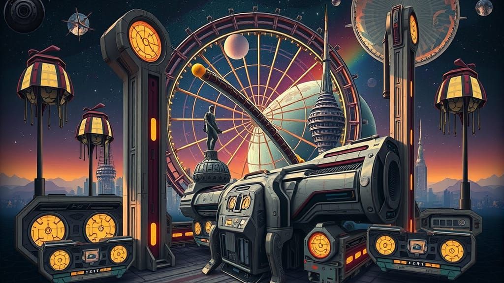 Futuristic Digital Illusion Art Piece with Vibrant Colors an...