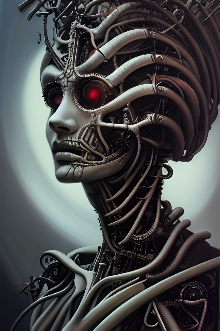 Biomechanical Goddess in Photorealistic Style