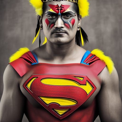 Superman Warrior Chief Portrait with Tribal Eagle Makeup