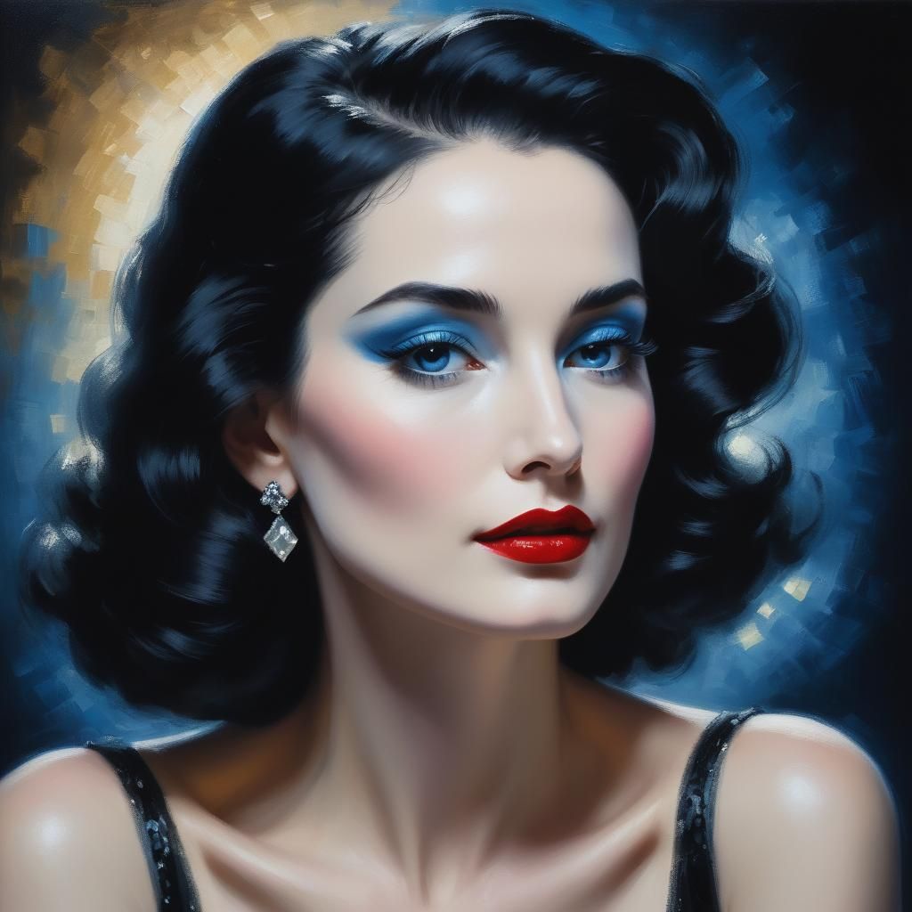 Portrait in Rembrandt Style of a Beautiful Woman