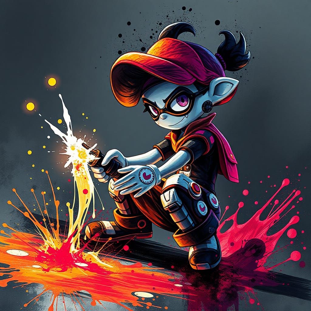 Inkling Splatoon Art Creation with Ink Splatters
