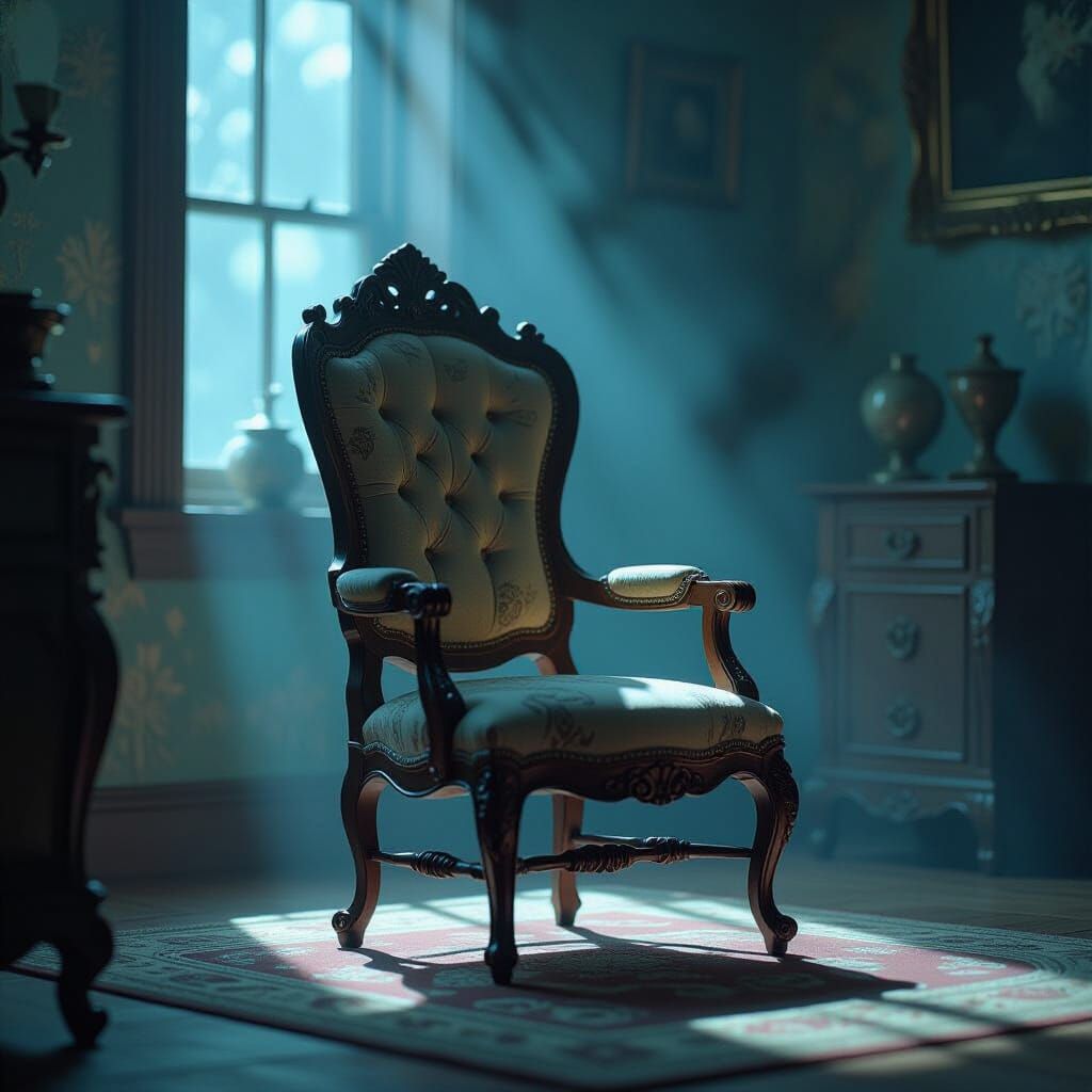 Mysterious Chair Moving Itself in Dreamlike Scene