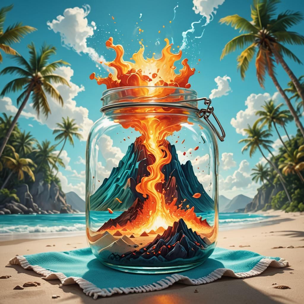 Miniature Volcano Eruption in Glass Jar