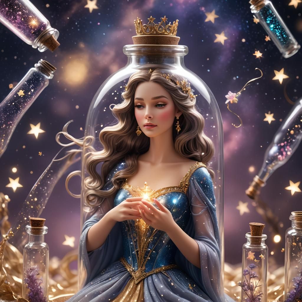 Ethereal Princess in Glass Bottle with Galaxy Dust