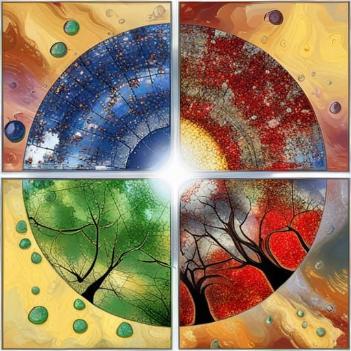 Four Seasons Tree in Crystal Moon Digital Art