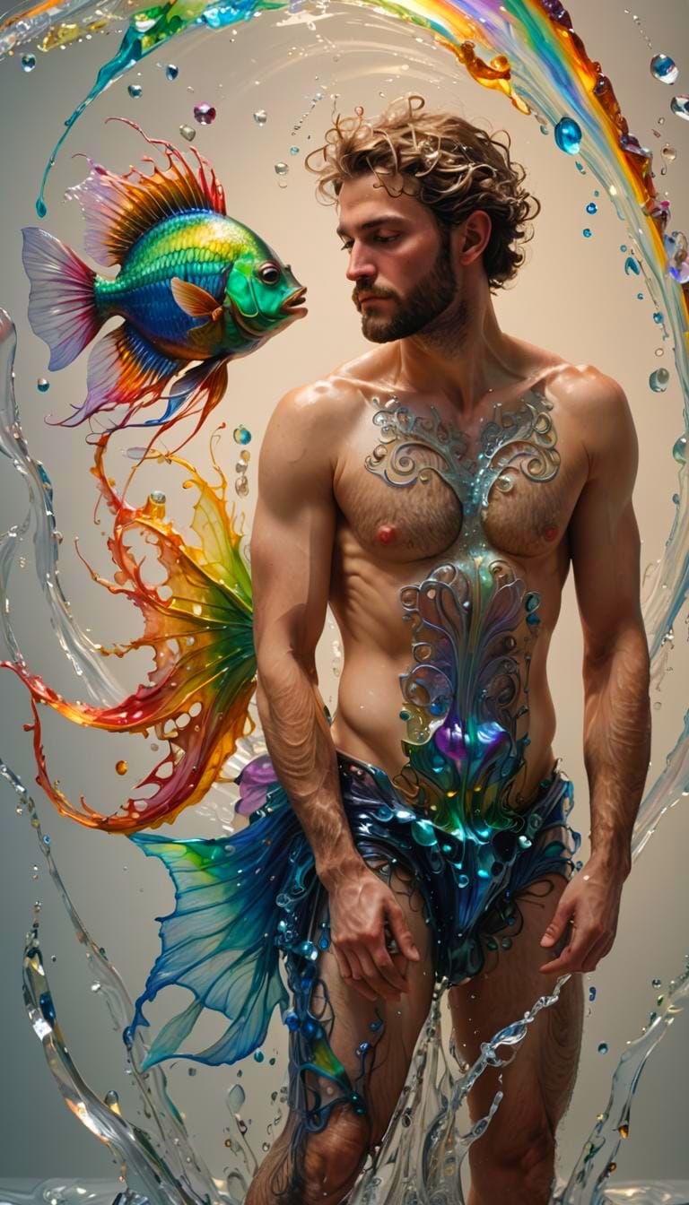 Futuristic Jellyfish King in Iridescent Space