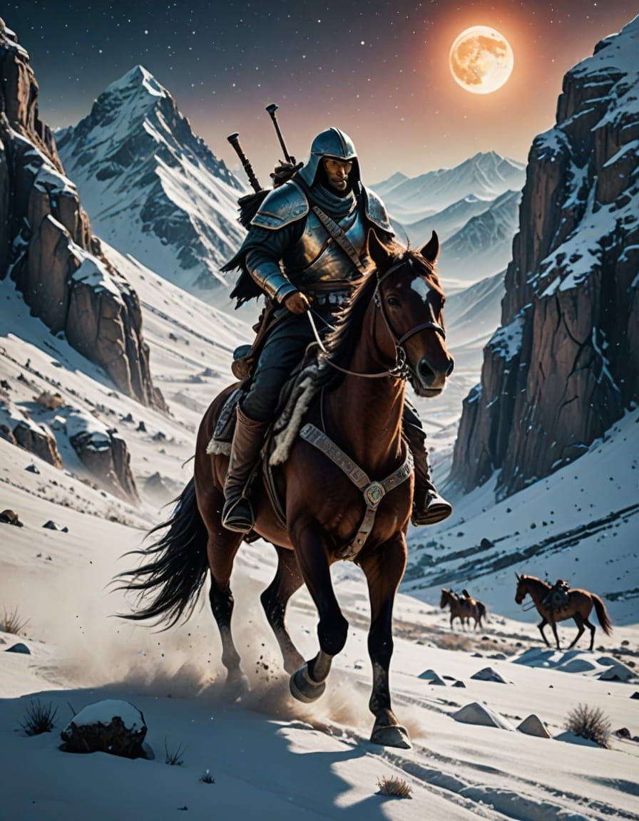 Mongolian Bounty Hunter in Lunar Mountain Pass