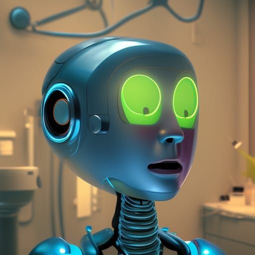 AI Robot Dentist Chatbot: Detailed Matte Painting