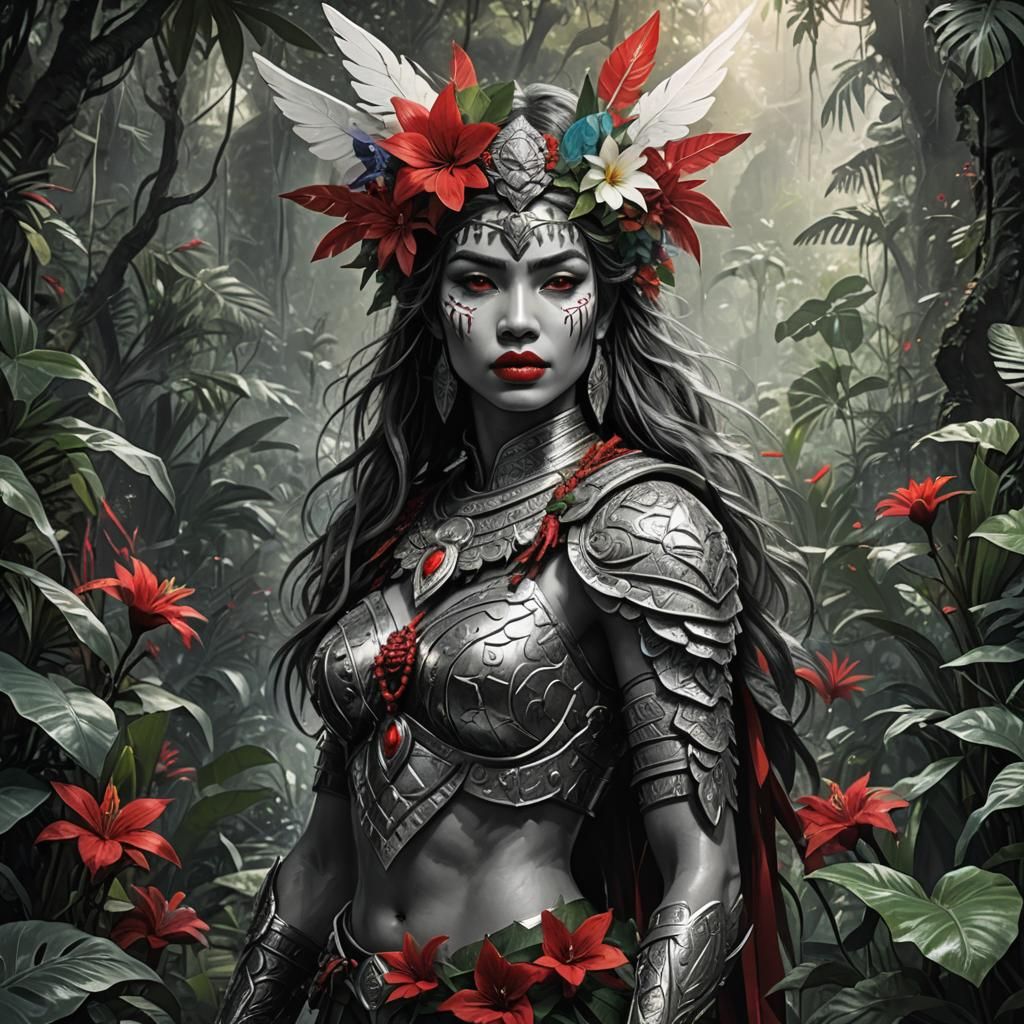 Angelic Amazonian Warrior in High Fantasy Style