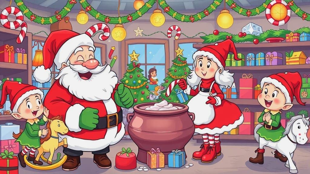 Santa's Toy Shop: A Cheerful Christmas Cartoon