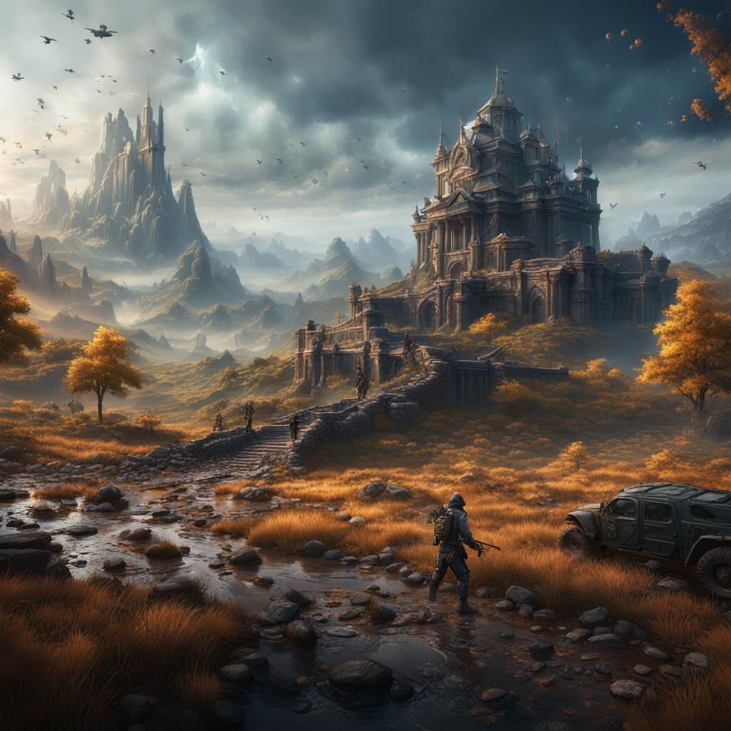 Detailed Battlefield Matte Painting in Unreal Engine