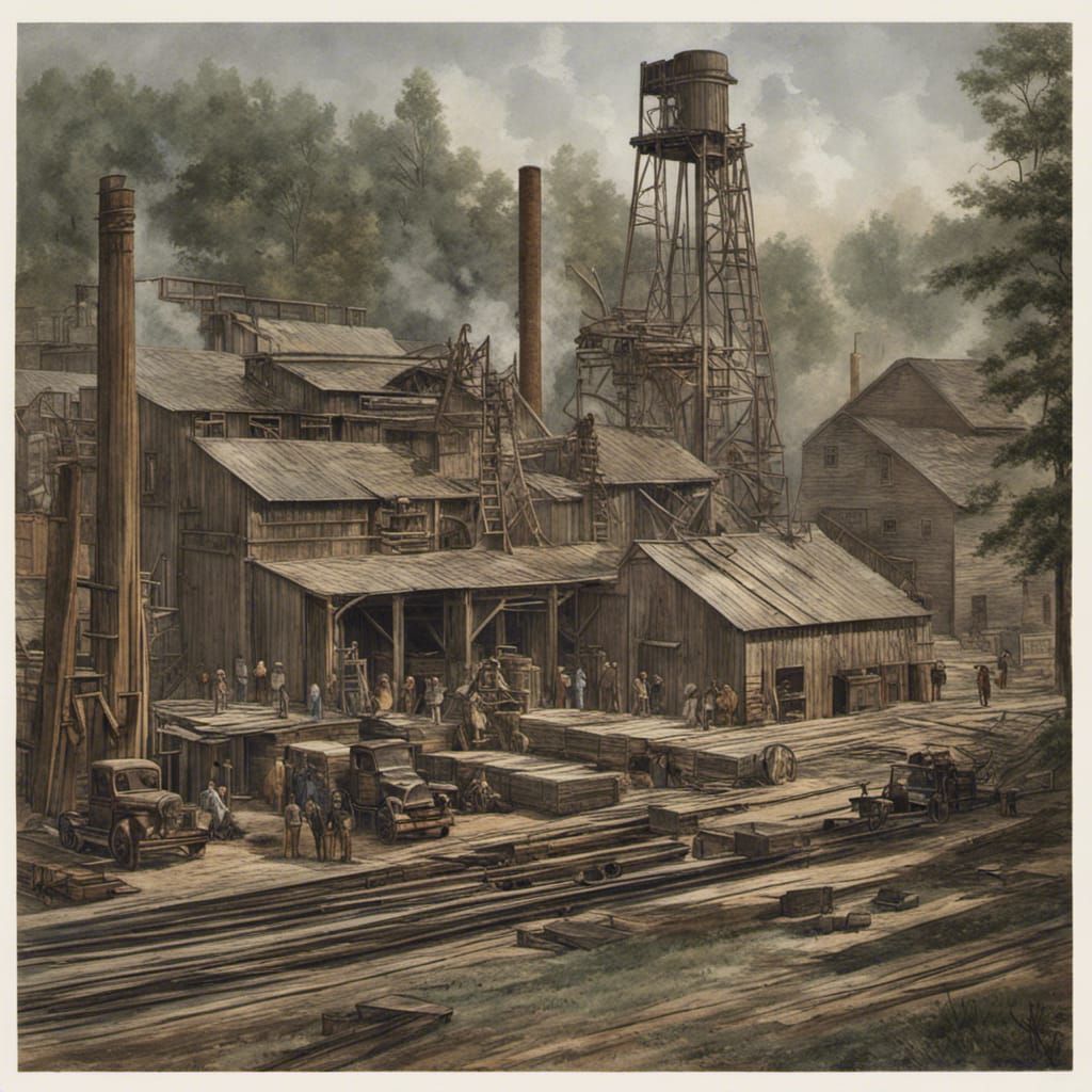 Industrial Age American Lumber Mill Exterior