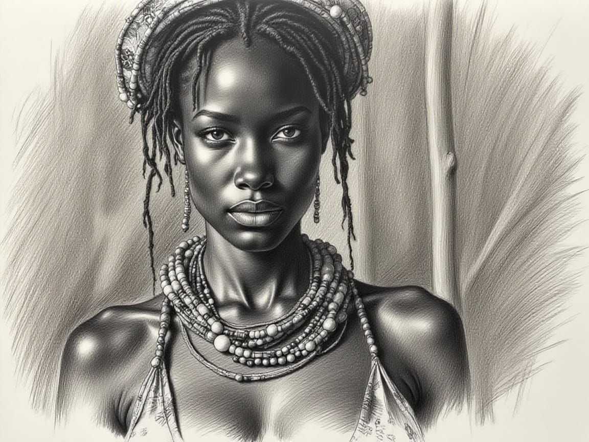 Svetlana Transformed with Charcoal and Brush Strokes