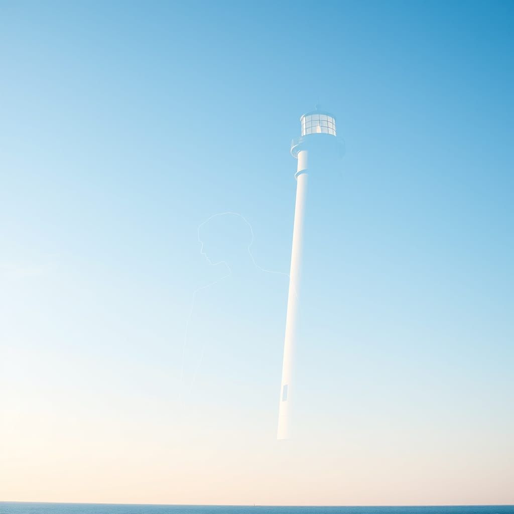 Lighthouse Silhouette on the Ocean Horizon