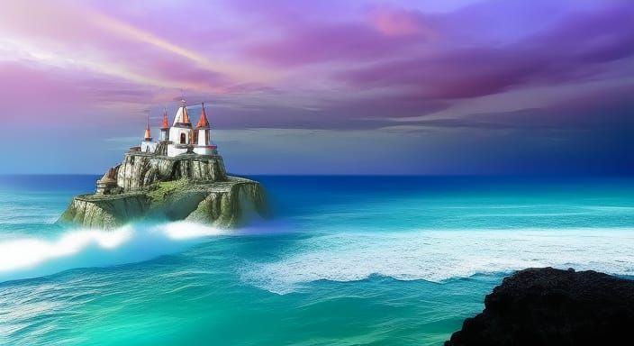 a fantasy seascape elaborate maximalism digital art macro le...