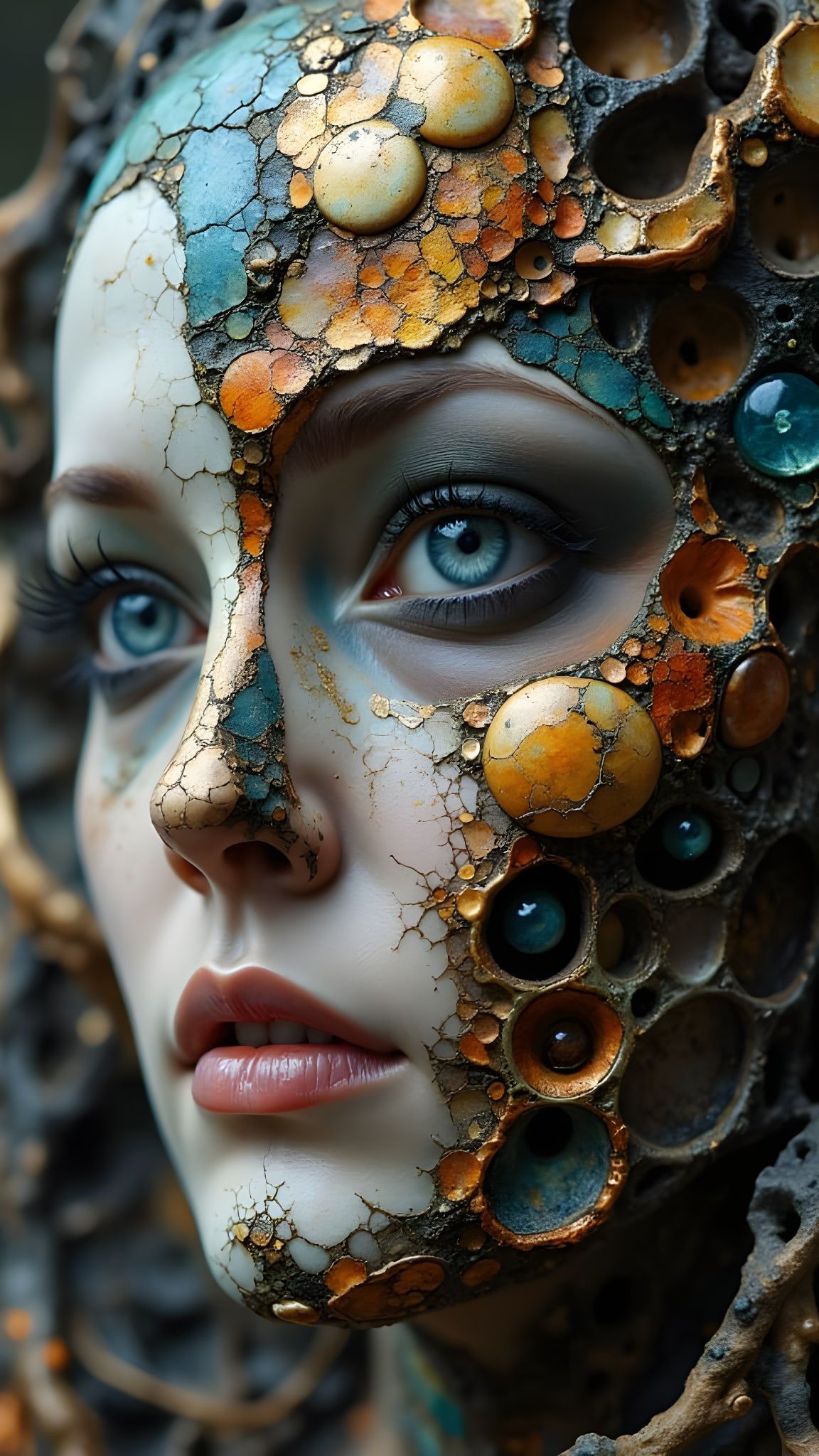 Vibrant, Surreal Cityscape in a Cyberpunk Aesthetic