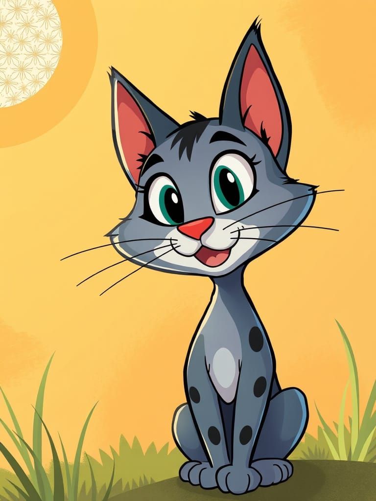 Vibrant Cartoon Cat in Classic Disney Style