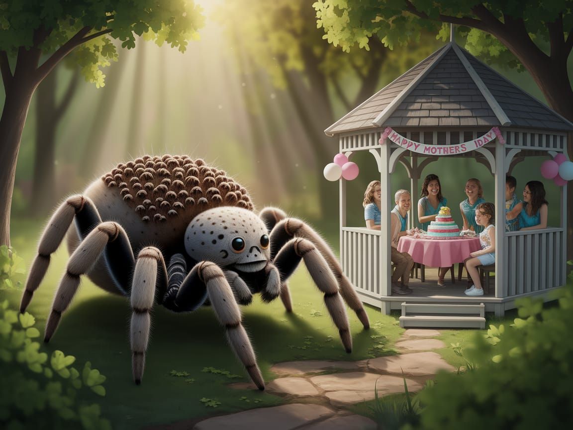 Mother Wolf Spider Celebrates Mother's Day with Joyful Gathe...
