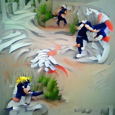 Anime Characters Clash in Dynamic Battle