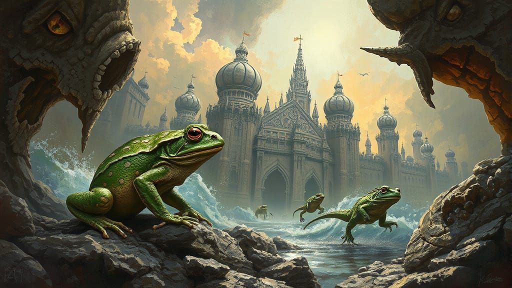 Ancient Frog Civilization Under Siege by Reptilian Invaders