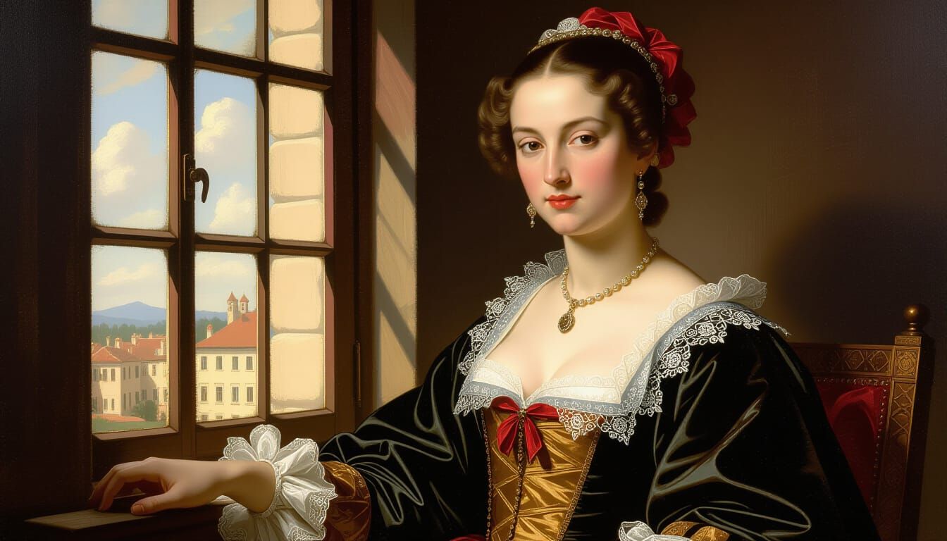 Oil portrait of a 17th-century Spanish noblewoman